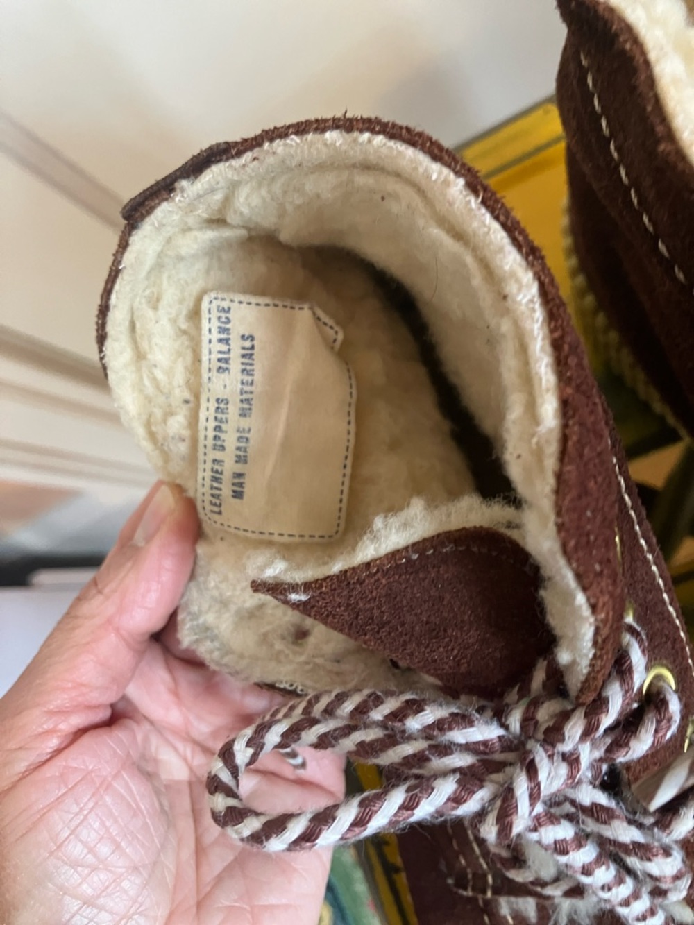 Vintage Brown Suede Lace-Up wedge Boots - Sherpa Lined - Picture 3 of 6